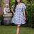 Blue meadow floral printed button-down shirt dress
