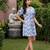 Blue meadow floral printed button-down shirt dress