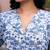 Blue meadow floral printed button-down shirt dress