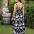 Midnight bloom black & white floral layered printed midi dress