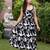 Midnight bloom black & white floral layered printed midi dress