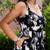 Midnight bloom black & white floral layered printed midi dress