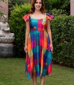 Rainbow bloom midi dress