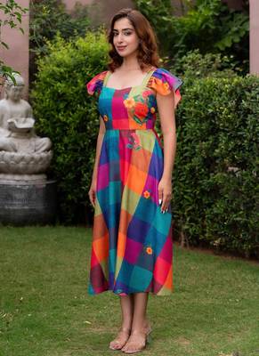 Rainbow bloom midi dress 2
