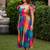 Rainbow bloom midi dress