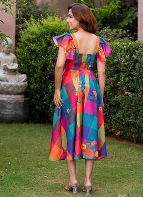 Rainbow bloom midi dress 4