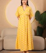 Sunshine aura yellow printed wrap midi dress