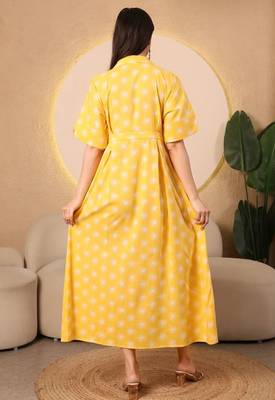 Sunshine aura yellow printed wrap midi dress 3