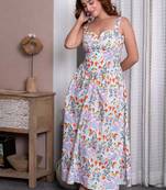 Tropical bloom floral printed midi dress
