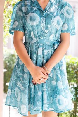 Teal floral breeze mini dress 4
