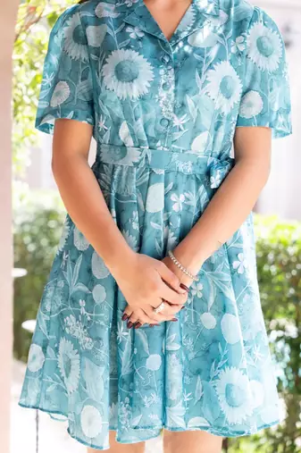 Teal floral breeze mini dress
