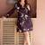 Wine blossom floral printed v-neck mini dress