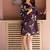 Wine blossom floral printed v-neck mini dress