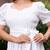 White polka print puff sleeve maxi dress