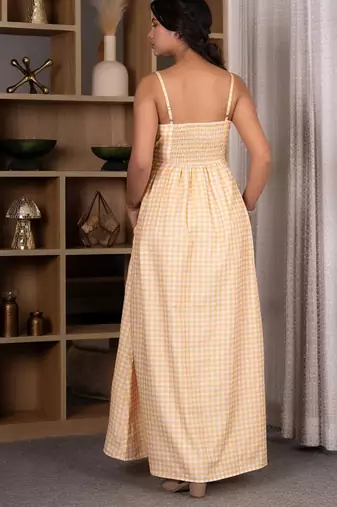 Yellow gingham maxi dress