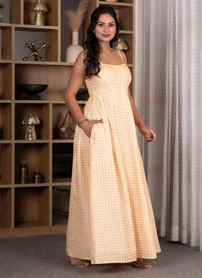 Yellow gingham maxi dress 3