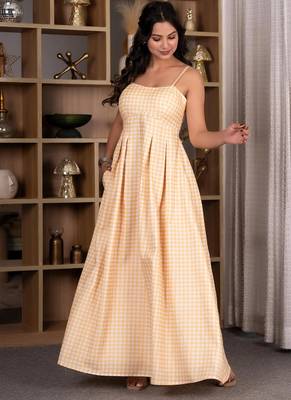 Yellow gingham maxi dress 4