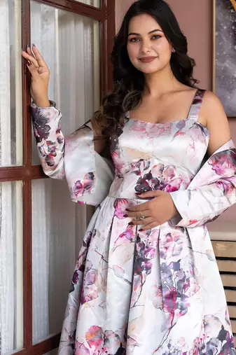 Rosy aura jacket style dress