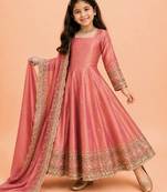 Heavy fendy silk embroidery and sequnce work pink readymade salwar suit