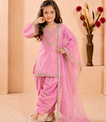 Trendy roman silk embroidery sequnce and moti work pink readymade salwar suit