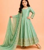 Heavy fendy silk embroidery and sequnce work mint green readymade salwar suit