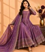 Heavy fendy silk embroidery and sequnce work lavender readymade salwar suit