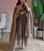 Nude fendy silk embroidered sequince work anarkali kurta set
