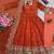 Orange fendy silk embroidered sequince work anarkali kurta set