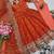 Orange fendy silk embroidered sequince work anarkali kurta set