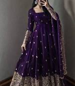 Purple fendy silk embroidered sequince work anarkali kurta set