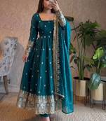 Rama fendy silk embroidered sequince work anarkali kurta set
