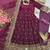 Wine fendy silk embroidered sequince work anarkali kurta set