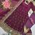 Wine fendy silk embroidered sequince work anarkali kurta set
