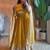 Yellow fendy silk embroidered sequince work anarkali kurta set