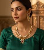 red kundan polki necklace set