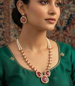 gold plated ruby kundan necklace set