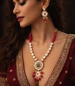 gold plated kundan long necklace set