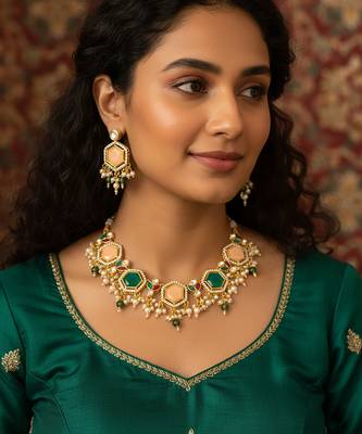 gold plated kundan choker set 1