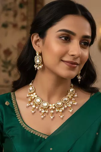 gold plated kundan choker set