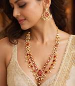 gold plated double layer kundan set