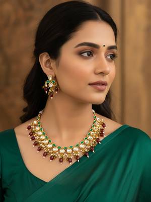 gold plated meenakari kundan set 1