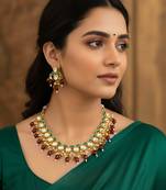 gold plated meenakari kundan set