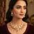 gold plated pink stone necklace set