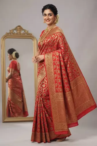 Kanchipuram cotton silk saree with gold zari work