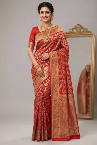 Kanchipuram cotton silk saree with gold zari work