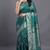 Teal radiance cotton silk saree with woven zari work