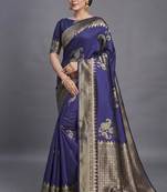 Blue elegance cotton silk saree with woven zari work