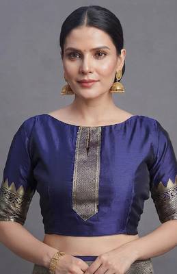 Blue elegance cotton silk saree with woven zari work 2