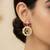 gold plated geometric octagon red stone earrings