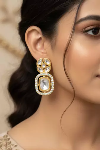 geometric crystal statement earrings